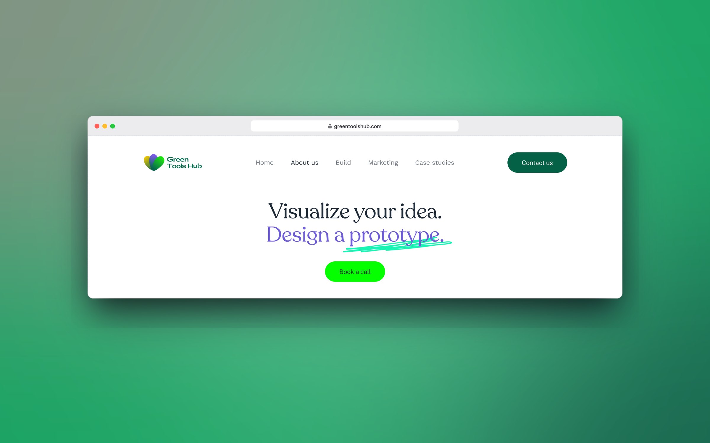 Visualize your idea, design a prototype: the product design page hero, in a desktop browser