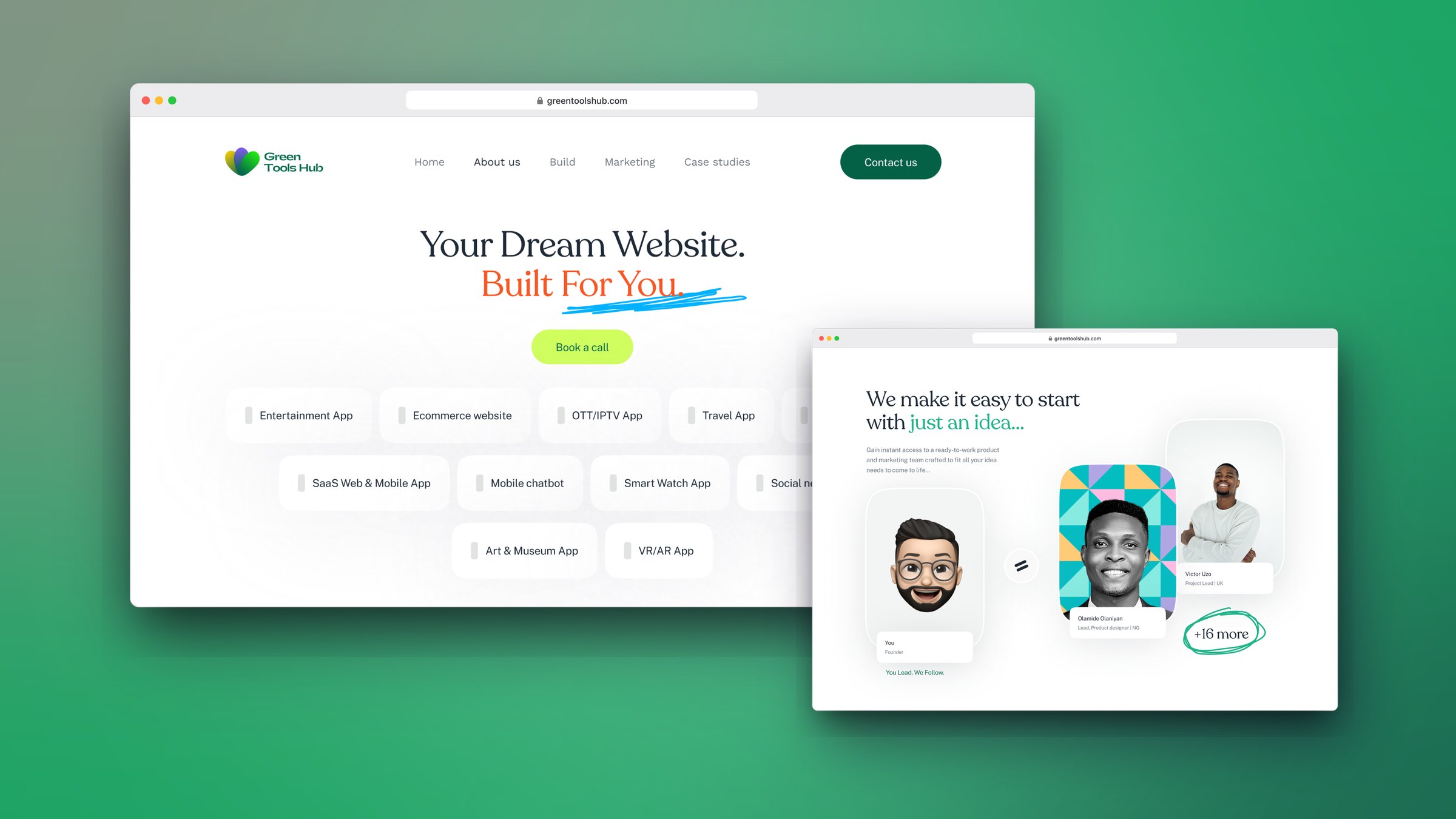 Greentoolshub: digital design agency website